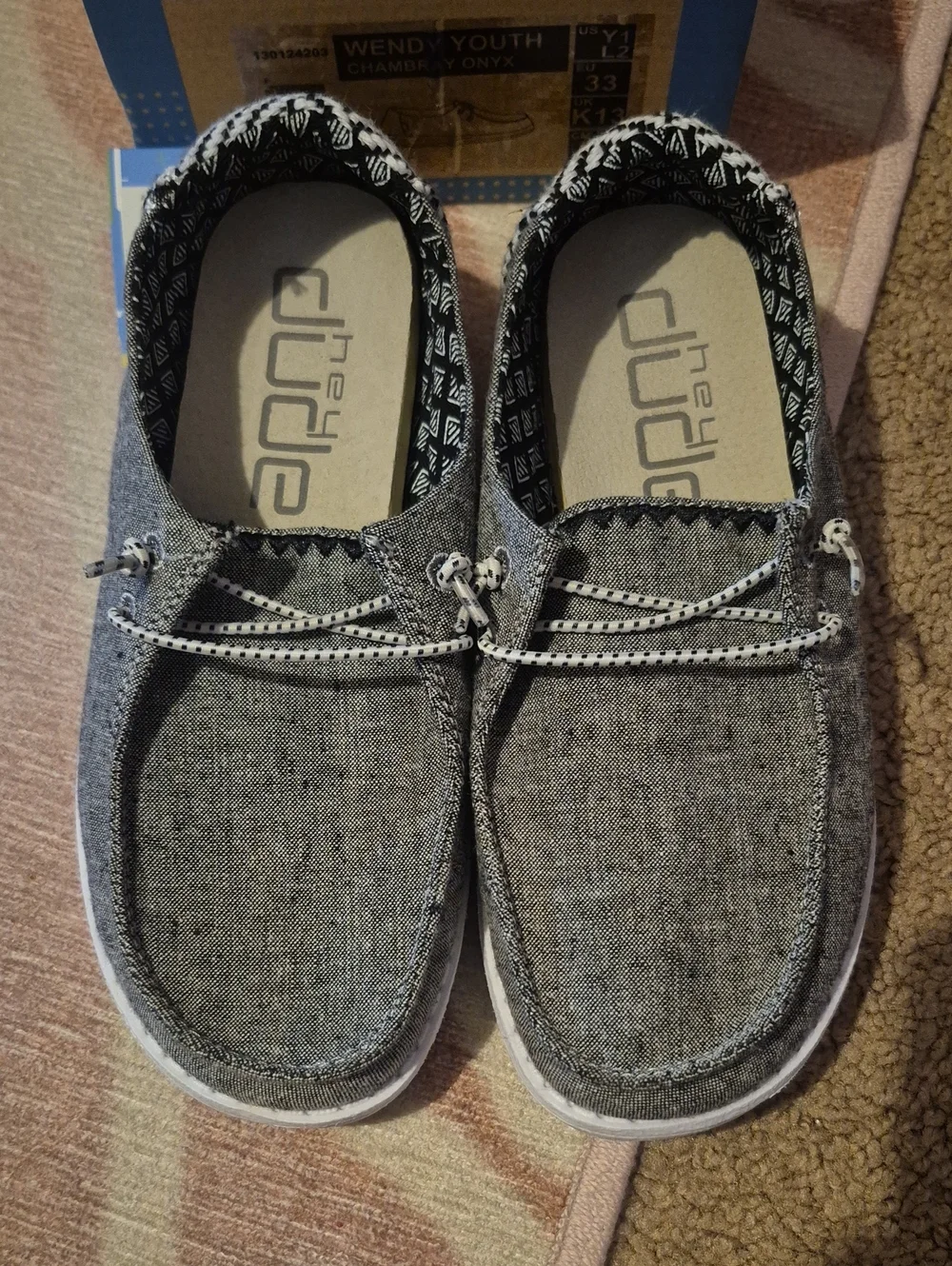 Hey Dude Gray Chambray Slip-On Loafers